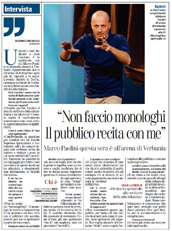 LA STAMPA  del 30  giugno 2012 Intervista a Marco Paolini