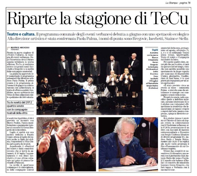 LA STAMPA del 22 maggio 2012
