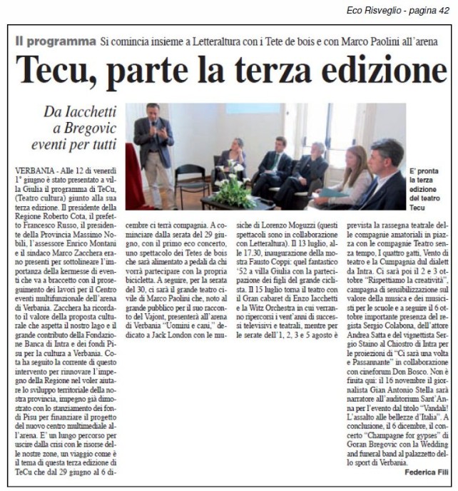 RASSEGNA STAMPA del 7  giugno 2012