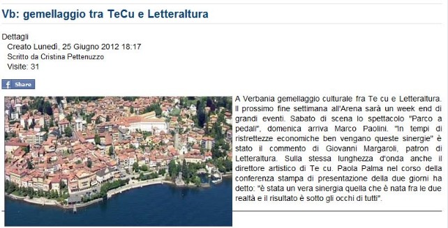 RASSEGNA STAMPA del 25 giugno 2012