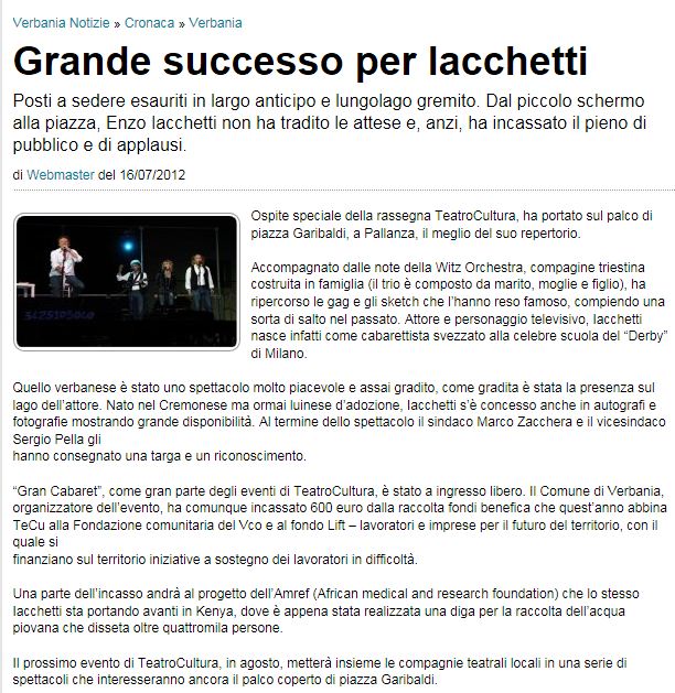 VERBANIA NOTIZIE  del 16.07.2012
